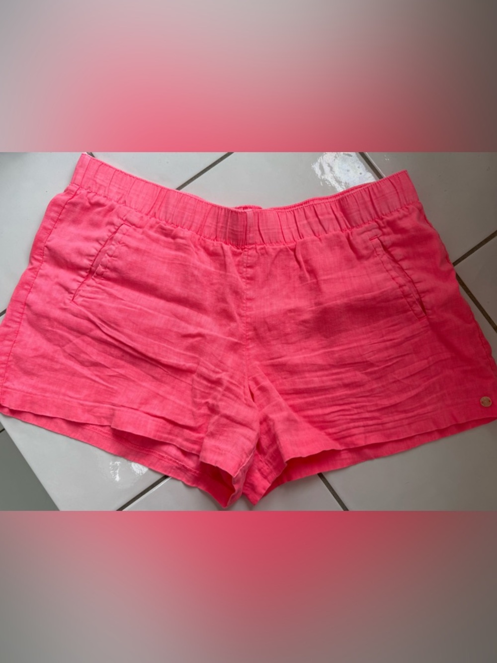 Lilly Pulitzer Hot Pink High-Waist Linen shorts sz XL